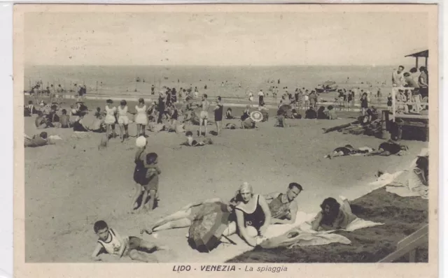 cartolina paesaggistica Lido Venezia - La spiaggia : viaggiata.