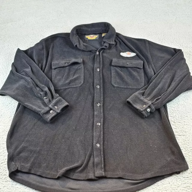 Harley Davidson Mens XL 100th Anniversery Black Button Down Fleece Over Shirt