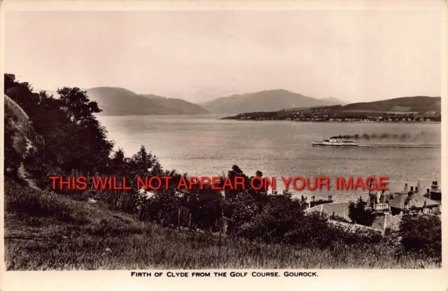 Gourock Firth of Clyde from The Golf Course Ship Steamer Holmes RP Postcard