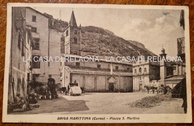 CARTOLINA BRIGA MARITTIMA (Cuneo) Piazza S Martino ANNO 1940