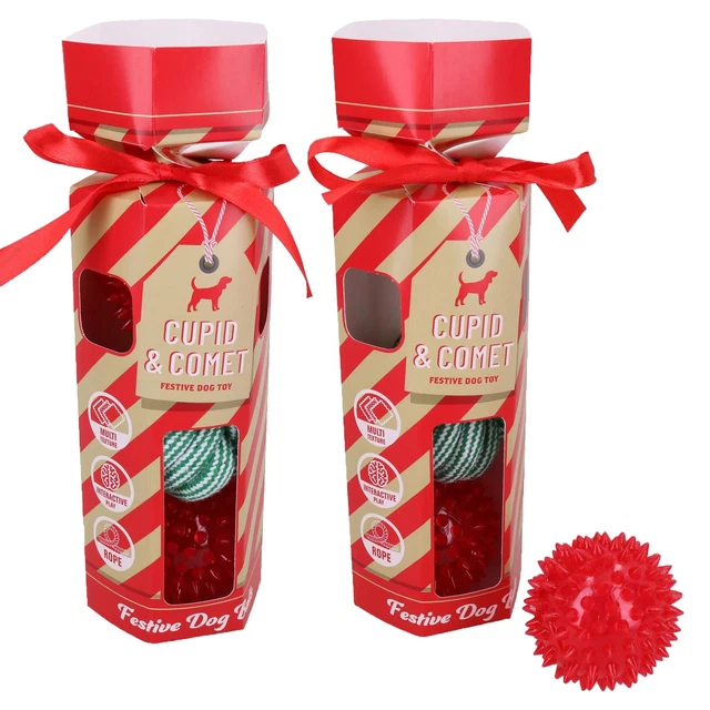 2PK Dog Gift Christmas Cracker Ball Gift Each  Set Contains Three Balls Play Toy