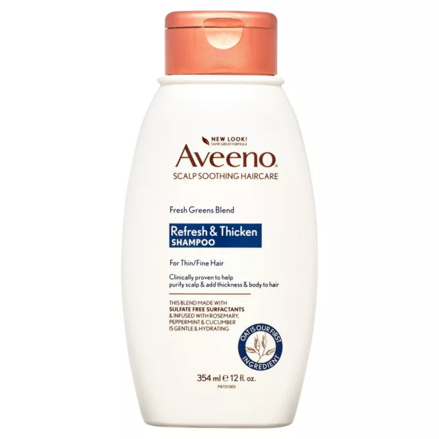Aveeno Fresh Greens Blend Natural Volumizing Shampoo, Cucumber, Rosemary,12oz/