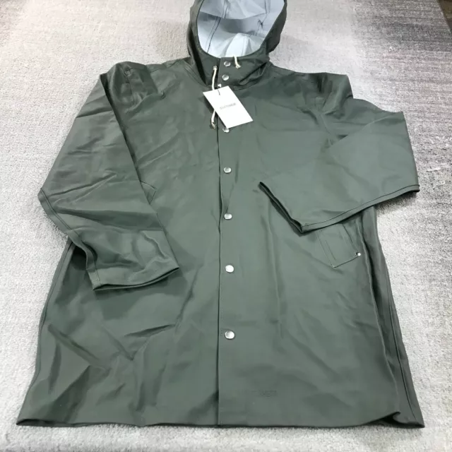 Stutterheim Stockholm Jacket Mens Extra Large Hoodie Hood Rain Coat  Heavy Green 3