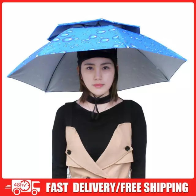 5pcs Foldable Fishing Sunshade Umbrella Hat UV Protection Cap (Blue)