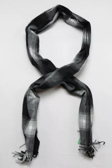 Gap Unisex Adult's Fringe Detail Plaid Neck Scarf RP9 Black One Size NWT