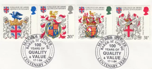 (90358) GB Used Heraldry Marks & Spencer Baker Street London 1984 ON PIECE