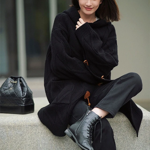 Cardigan Donna Maglione Aperto Frontale - Lavorato A Maglia Grossa, Morbido, Per Autunno, Con Bottoni - Foto 8