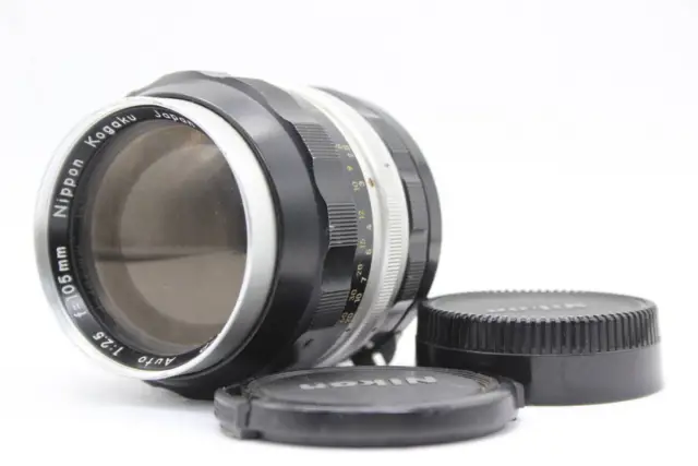 Nikon Nikkor-P Auto 105mm F2.5 lens with front and rear caps
