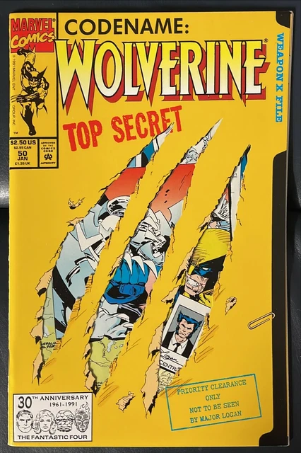 Wolverine #50 January 1992 Marvel Comics Weapon X Marc Silvestri Die-Cut Cover