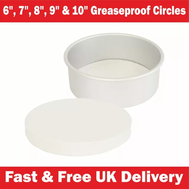 Greaseproof Circles - 6", 7", 8", 9" 10" Inch Round Grease Proof Bake Tin Liners