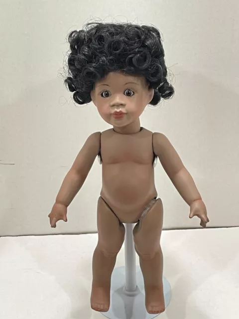 12" Black Porcelain Jointed Doll No Clothes or Original Box