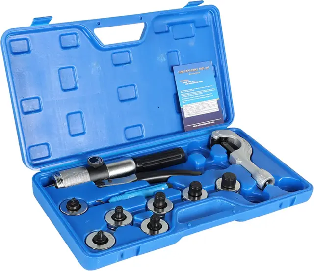Hydraulic Tube Expander Tool HVAC Swaging Kit with Tube Cutter and 7 Tube Expand