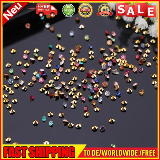 1000 Stück 3 mm Mixed Nail Art Strass Wunderschöne DIY Maniküre Charms (Gold)