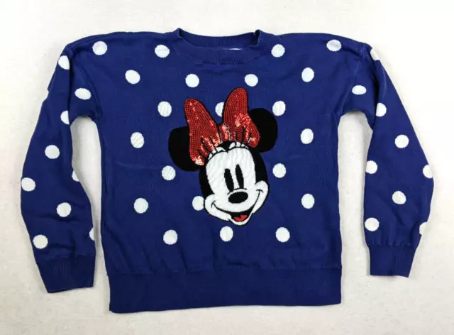 Gap Kids - Disney Girl's Blue Polka Dot Minnie Mouse Pullove Sweater Size 14-16