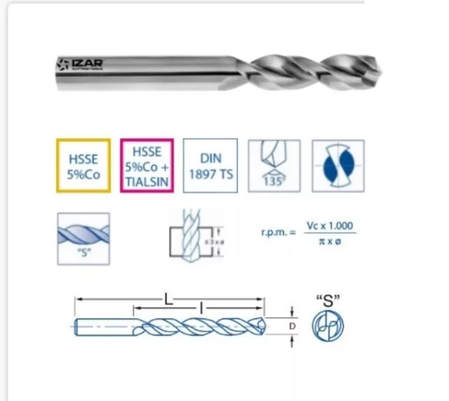 Izar Hsse 5% Cobalt + Tialsin Stub Drill