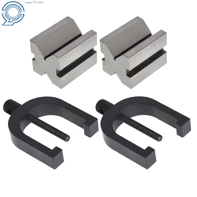 Hardened Steel 90 Degree Angle V-Block and Clamp Set 1-5/8" x 1-1/4" x 1-1/4"