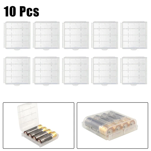 Scatola portaoggetti batteria in plastica bianca portatile per batterie AA e AAA 10