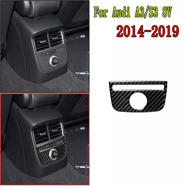 Carbon Fiber Rear Cigarette Lighter Panel Decorative Trim For Audi A3/S3 2014-19