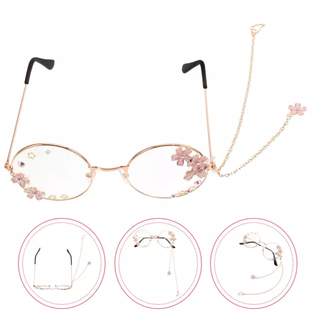 Cosplay Eyeglasses Kawaii Glasses Cute Glasses with Chain Lolita Eyeglasses for
