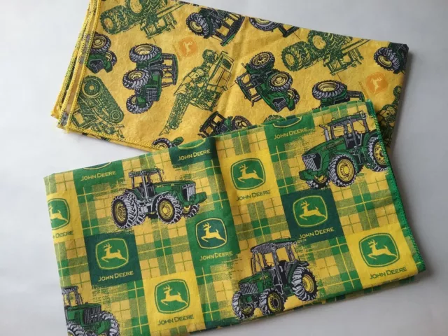 John Deere Cloth Napkin or Bandana - Yellow Green w Tractors Print cotton
