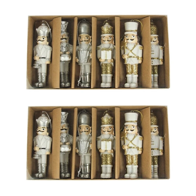 12 Pcs Christmas Nutcracker Resin Child Decorations Small Scene Adornment