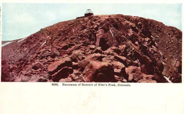 Vintage Postcard 1910's Panorama View of Summit of Pike's Peak Colorado CO