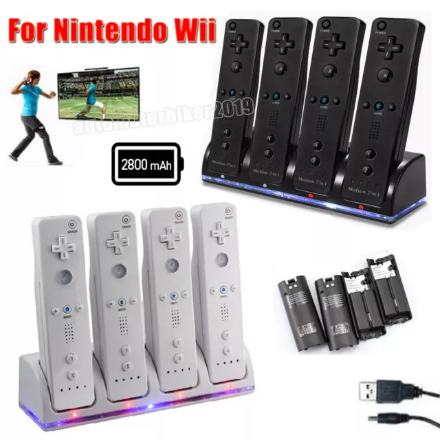 4 X Rechargeable Battery Pack + Wii Controller Charger Dock Station for Nintendo