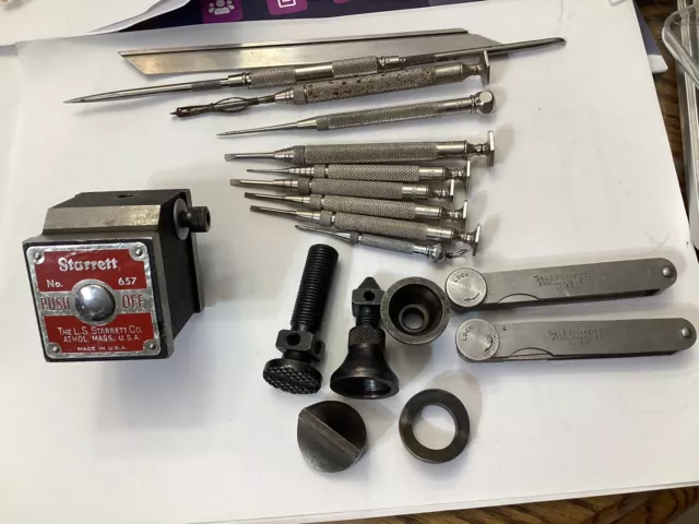 STARRETT 657 Magnetic Base Plus 66 Gages And Screwdrivers Plus As Found