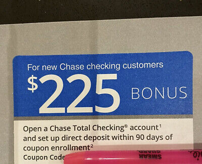 Chase $225 Coupon Bonus Certificate With New Checking Account Expires: 1/25/23
