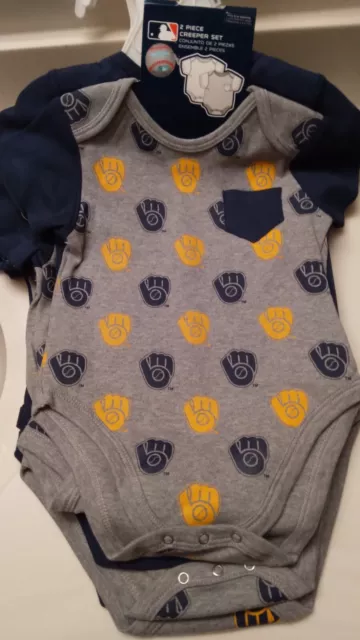 Milwaukee Brewers Infant 2-Piece Creeper Set Size 9-12 Months