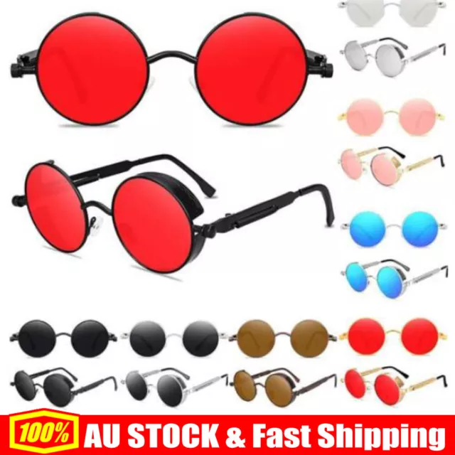 UV400 Round Sun Glasses Mens Polarized Steampunk Sunglasses Vintage Retro Hippie