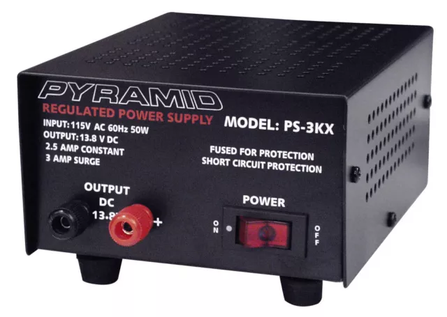 New Pyramid PS3KX 3-Amp 12-Volt DC Power Supply for Phones CB HAM Radio Scanners