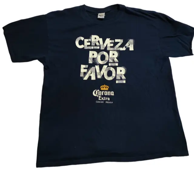 Corona Extra Motiv T Shirt Gr XL Cerveza Por Favor Cancun Mexico Dunkel Blau