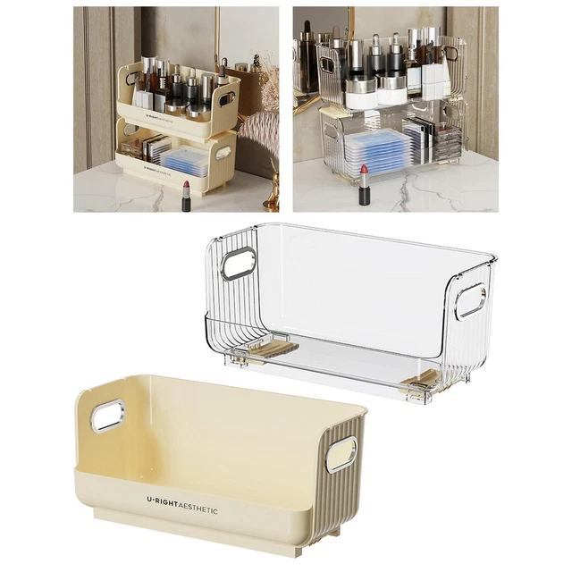 Makeup Organizer with Handle Desktop Holder Tray for Closet Tabletop Kitchen