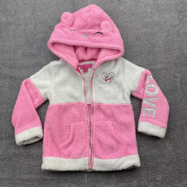 Betsey Johnson Girls Zip Up Hoodie Size 4T Unicorn With Horn Pastel Pink White