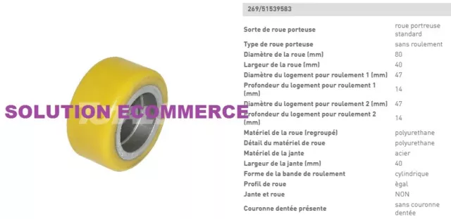 ROUE STABILISATRICE NU 80 40 47 14 mm 51539583 JUNGHEINRICH EJE M13 M15