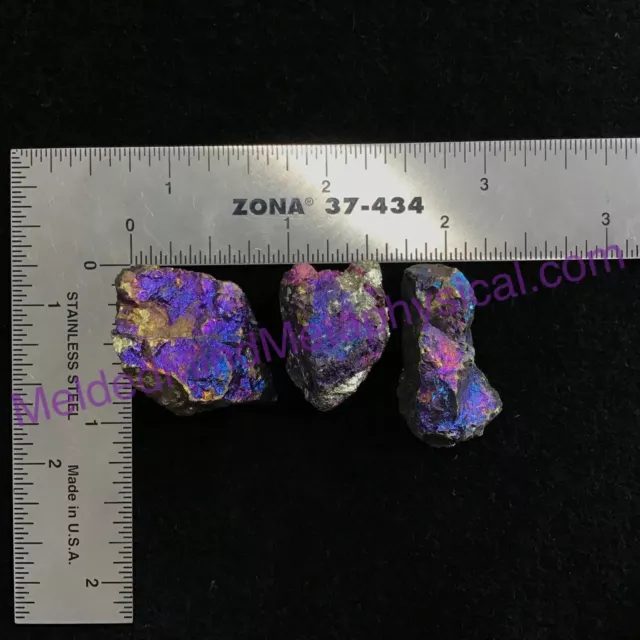 MeldedMind Set of 3 XS Rainbow Chalcopyrite Specimen ~31mm Mineral Power 184 3