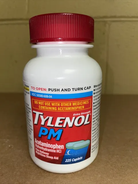 Tylenol PM Extra Strength Caplets (225 ct.) Pain Reliever, Sleep Aid Exp 03/24