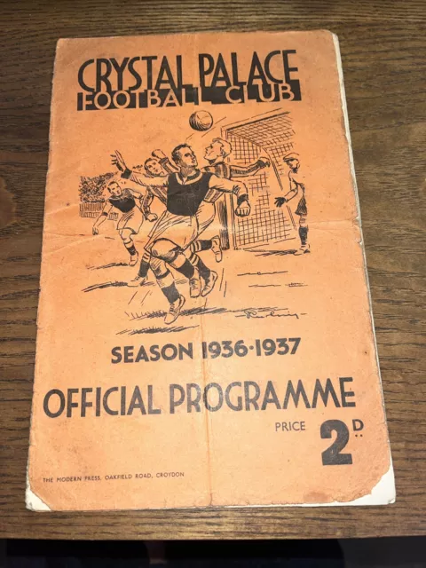 Pre War Crystal Palace V Grimsby Town 1936 1937 Football Programme