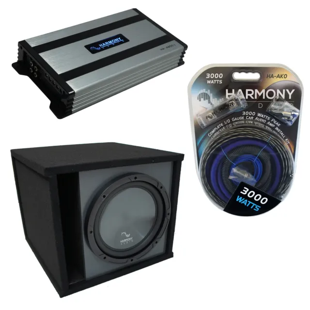 Universal Car Stereo Paintable Ported 15" Harmony R154 Sub Box & HA-A800.1