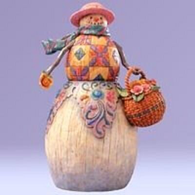 Heartwood Creek Snowman Collection - Snowman with Flower Basket  Winters Promise