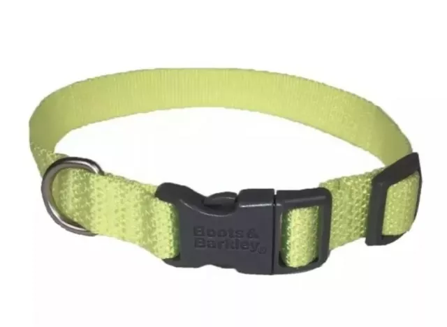 Boots & Barkley Reflective Dog Collar Size L Safety Yellow Adjustable 16-26"