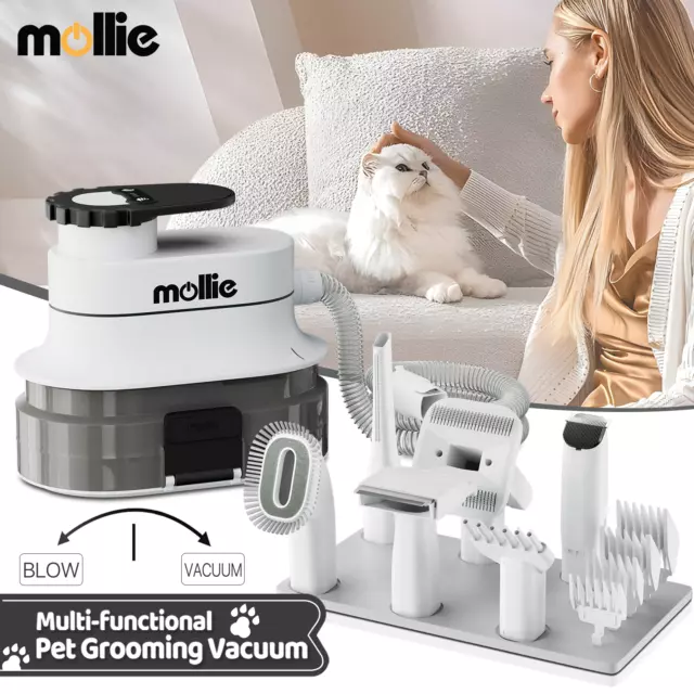Pet Grooming [VACUUM+BLOWER] Kit Dog Cat Hair Dryer Clipper Shedding Brush Tool