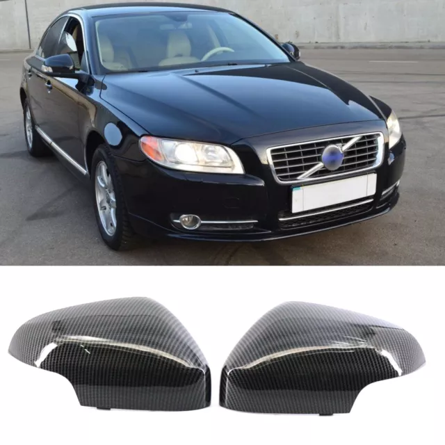 PAIR Door Side Wing Mirror Cover Caps For Volvo 2007-2011 S80 2010-13 C30 C70 T5