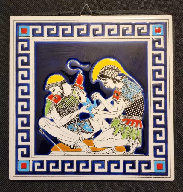 Vintage Ceramic Greek Wall Art Tile Hand Made by Smaltotechniki in Greece 6x6