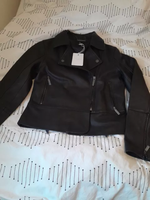 Ted Baker Leather Jacket Size 2 (10) NEW WITH TAGS RRP £329