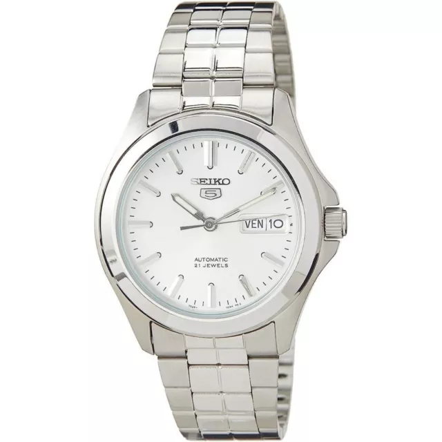 Seiko 5 Automatic Silver Dial Stainless Steel Bracelet Mens Watch SNKK87K1