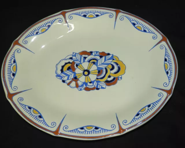 BOCH FRERES LA LOUVIERE Période Art déco 1920-30 : Plat ovale (n°4) émaux