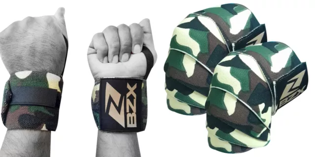 Knee Wraps & Wrist Wraps Weight Lifting  Straps Body Building Gym Support Camo