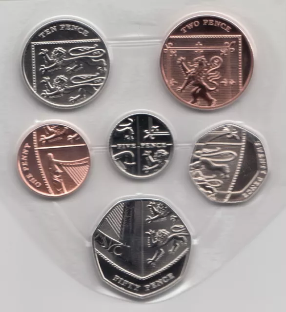 2021 Royal Mint Definitive BUNC 6 Coin Set From 1p to 50p Royal Shield Of Arms 2